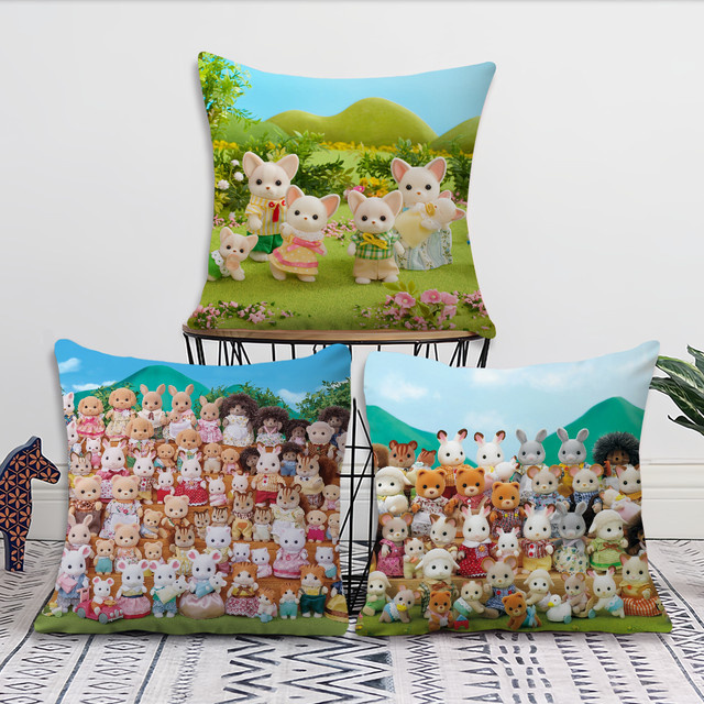 Sylvanian Families Kissenbezug mit niedlichem Cartoon-Design für Sofa und Schlafzimmer - Bild 1