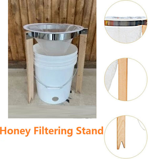 GREENVIVE Honigfilterständer aus Holz mit konischem Filter und Honigsieb für die Bienenzucht - Bild 1