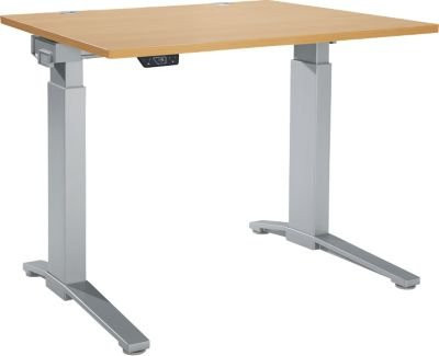 Schäfer Shop Genius Schreibtisch ERGOSTYLE S, elektrisch höhenverstellbar, einstufig, C-Fuß mit Memory Master, Buche/weißaluminium, B: 120 cm, T: 80 cm, H: 71,5-118,2 cm - Bild 1