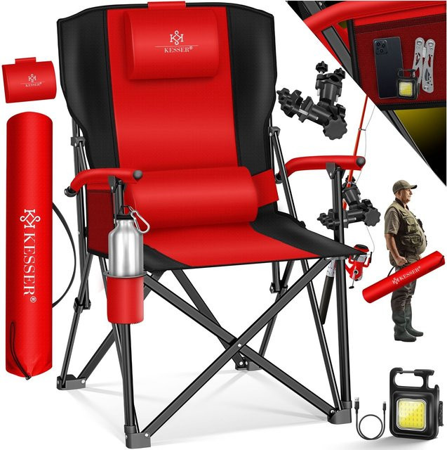 KESSER Campingstuhl faltbar mit hoher Rückenlehne, gepolsterter Klappstuhl mit Armlehnen, Getränkehalter und Tasche, belastbar bis 160 kg - Bild 1