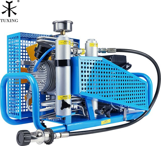 TUXING PCP-Luftkompressor 300 Bar 4500psi, vierstufiger Hochdruckkompressor in Blau für Tauchen, Schnorcheln und Brandbekämpfung - Bild 1