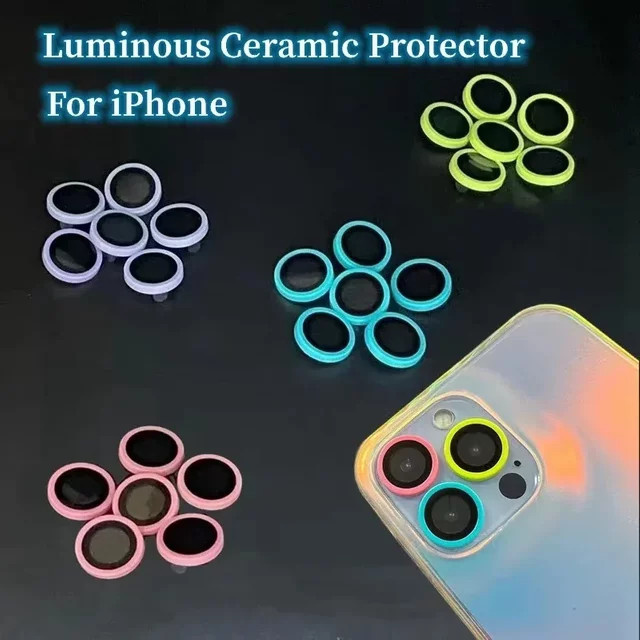 OPUYYM Leuchtender Kameraschutz aus Keramik und gehärtetem Glas für iPhone 17 Pro Max, 16, 15, 14 Pro Max und 16 Plus in Grün und Multicolour - Bild 1