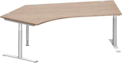 Schäfer Shop Genius Winkelschreibtisch MODENA FLEX 135 mit T-Fuß-Rundrohr, Eiche-Dekor und Weiß, Breite: 216,5 cm - Bild 1