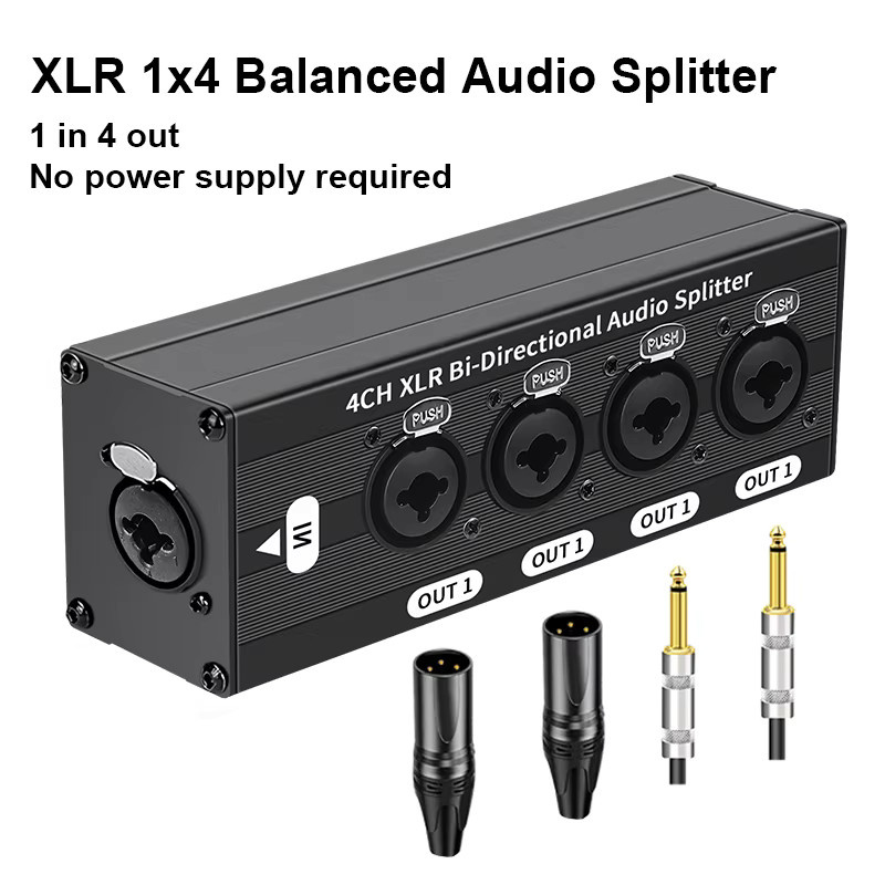 TITAK XLR symmetrischer Audio-Splitter, 3-polig, 1 Eingang und 4 Ausgänge, Schwarz - Bild 4