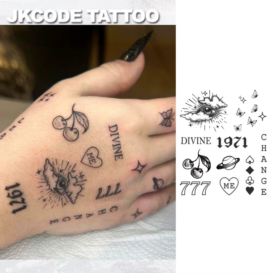 JKCODE TATTOO Minimalistische Kräuter-Tattoo-Aufkleber für Finger, Unisex - Bild 2