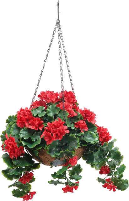 Künstliche Geranien Hängeampel Petra I rot artplants Höhe: 40 cm - Bild 1