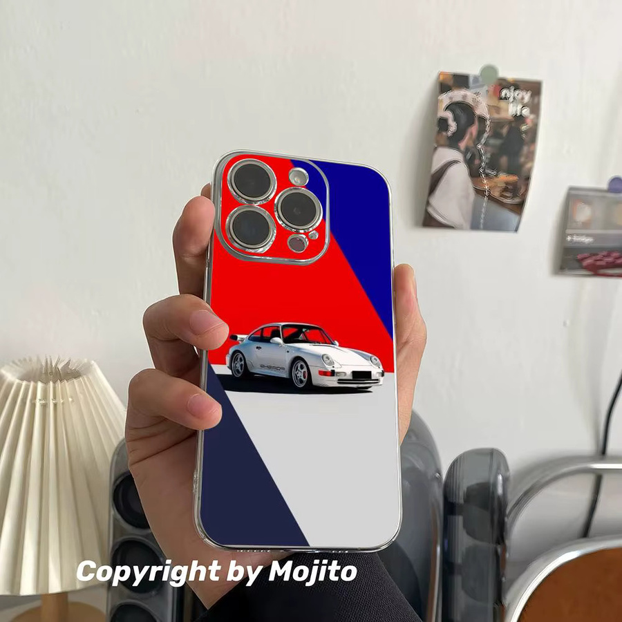 Porsche Cartoon Handyhülle für iPhone 17/16/15/14/13/12/11 Pro Max – Transparente TPU MagSafe Hülle mit Linsenschutz und schlankem Design - Bild 2