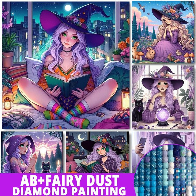 Fairy Dust 5D Diamant Malerei Kit mit Cartoon Junge und Hexe im Anime Stil als DIY Mosaik Stickerei für Mädchen in Multicolor - Bild 1