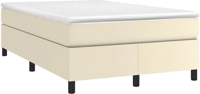 vidaXL Boxspringbett mit Matratze in Creme und Beige aus Kunstleder, Hybridbett mit Taschenfederkern, B/T/H: 120 x 200 x 35 cm - Bild 1