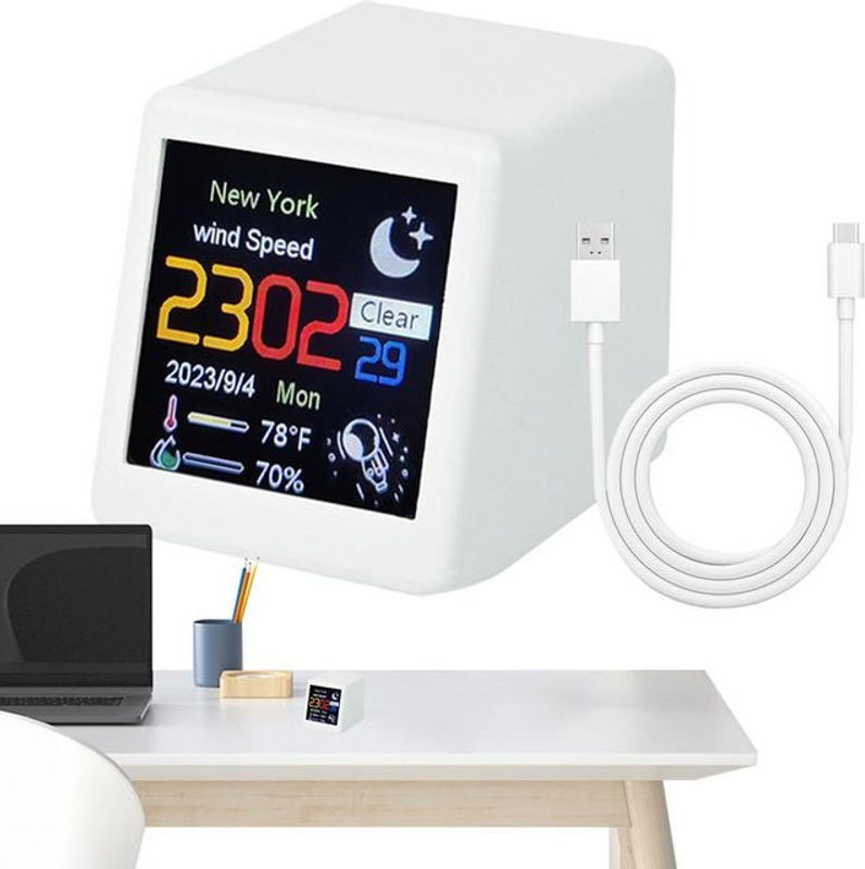 Intelligenter digitaler Wecker mit Wifi Smart Air Wettervorhersage und Desktop-Dekoration in Weiß oder Gelb - Bild 1