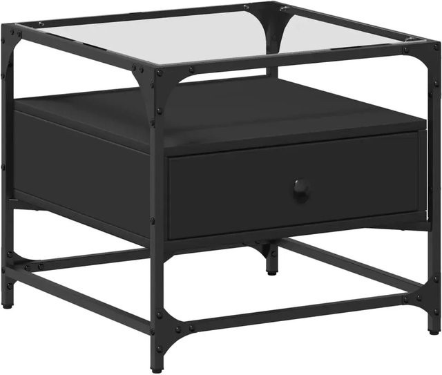 vidaXL Couchtisch mit Glasplatte in Schwarz, B/T/H: 50 x 50 x 45 cm - Bild 1