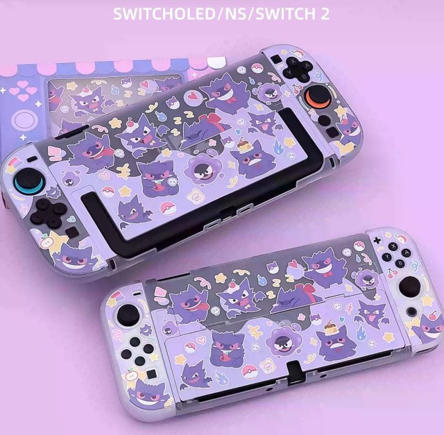 Bandai Gengar Schutzhülle für Nintendo Switch in Mattschwarz mit Anime Design, sturzfest und schmutzabweisend - Bild 1