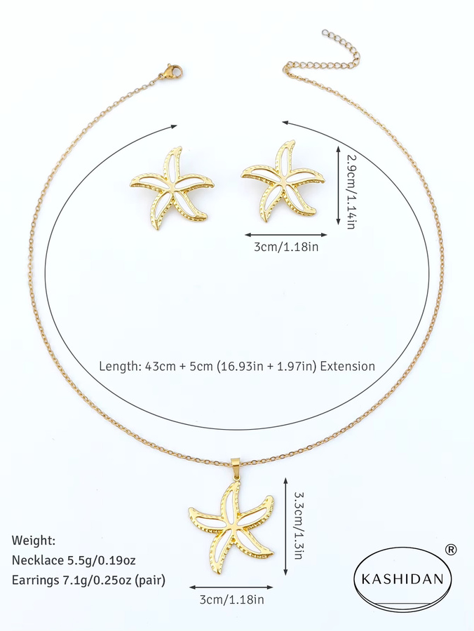 KASHIDAN Schmuck-Set Ohrstecker und Halskette, Edelstahl, Gold, Damen - Bild 2