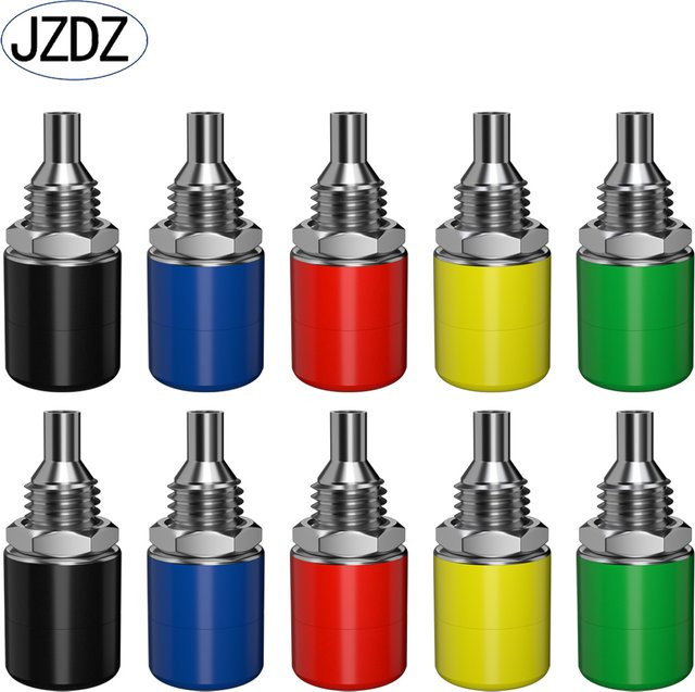 JZDZ Bananenbuchse Binding Post Set mit Mutter und Stecker, 10 Stück, 4mm, Farben: Rot und Schwarz - Bild 1