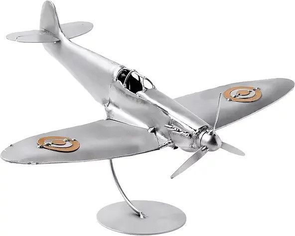 Hinz und Kunst Spitfire Modellflugzeug aus Metall in Silber, Spannweite: 35 cm - Bild 1