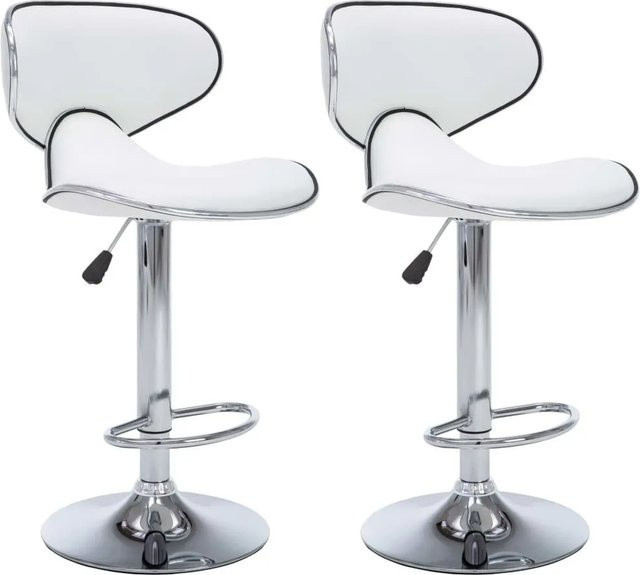 DELUKE Barhocker SUPRI 2er Set Weiß Kunstleder Höhenverstellbar Drehbar - Bild 1