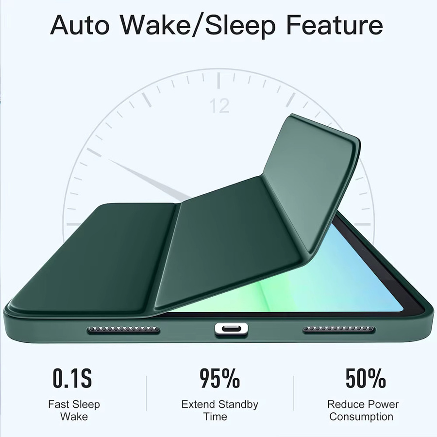 Samsung Tablet Hülle mit Auto Wake/Sleep Funktion, dreifach gefaltete Schutzhülle in Grau oder Weiß - Bild 3
