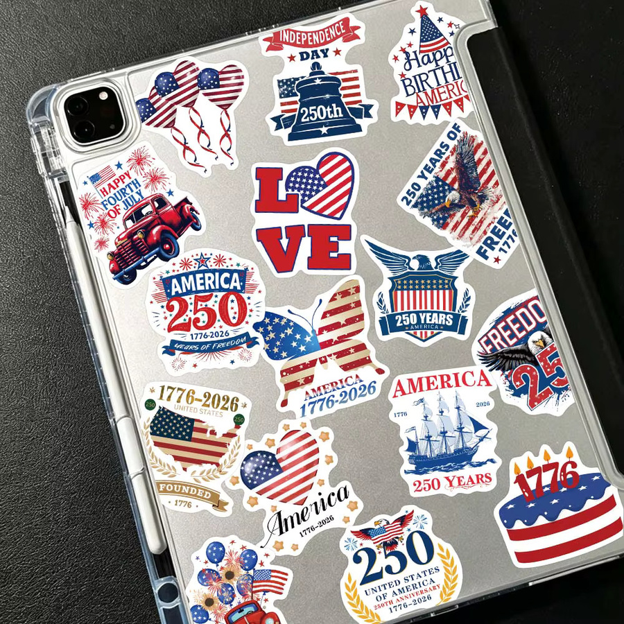 PickJoy USA Patriotische Jubiläums-Aufkleber, 50-teiliges Set - Bild 3