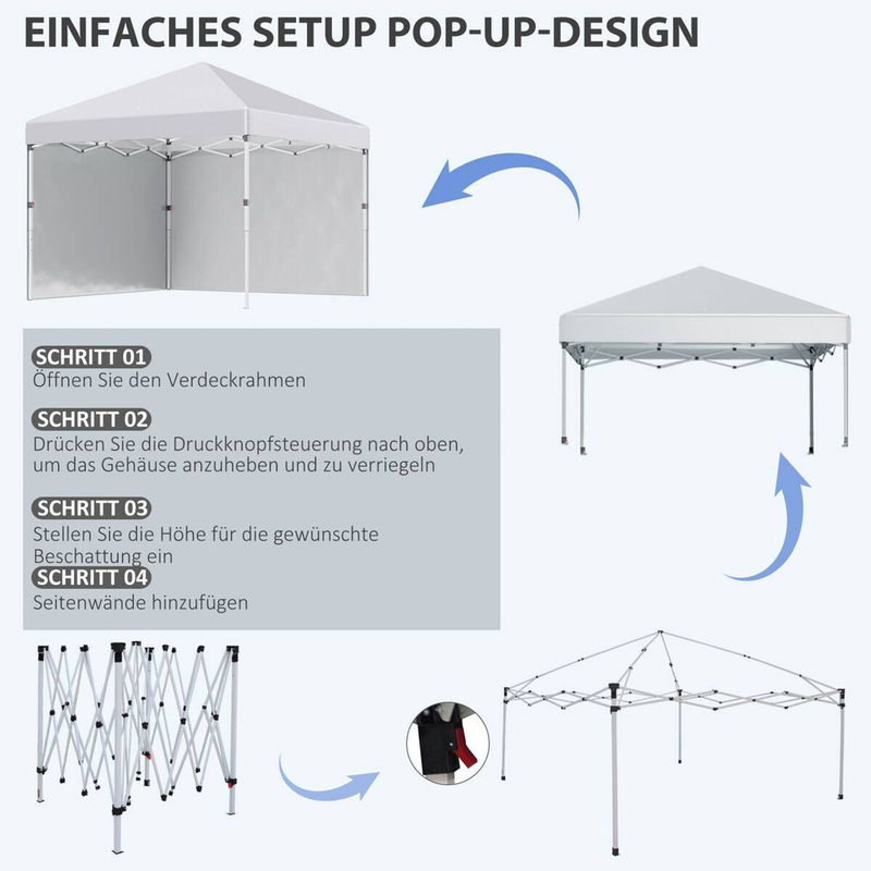 Outsunny Pavillon aus Polyester und Stahl in Weiß B/T/H: 297 x 297 x 274 cm - Bild 3