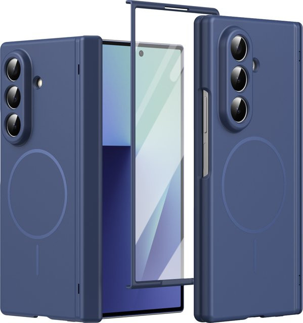 Magnetische Handyhülle aus Hart-PC mit Scharnierschutz und Schutzglasfolie für Samsung Galaxy Z Fold 8 Ultra 7 6 5 4 in Rot oder Blau - Bild 1