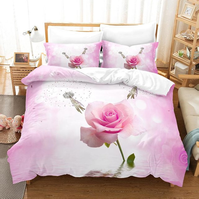 Lodestar Bettwäsche Set mit Rosen-Design in Rosa, atmungsaktives Mikrofaser-Material, B/H: 135 x 200 cm - Bild 1