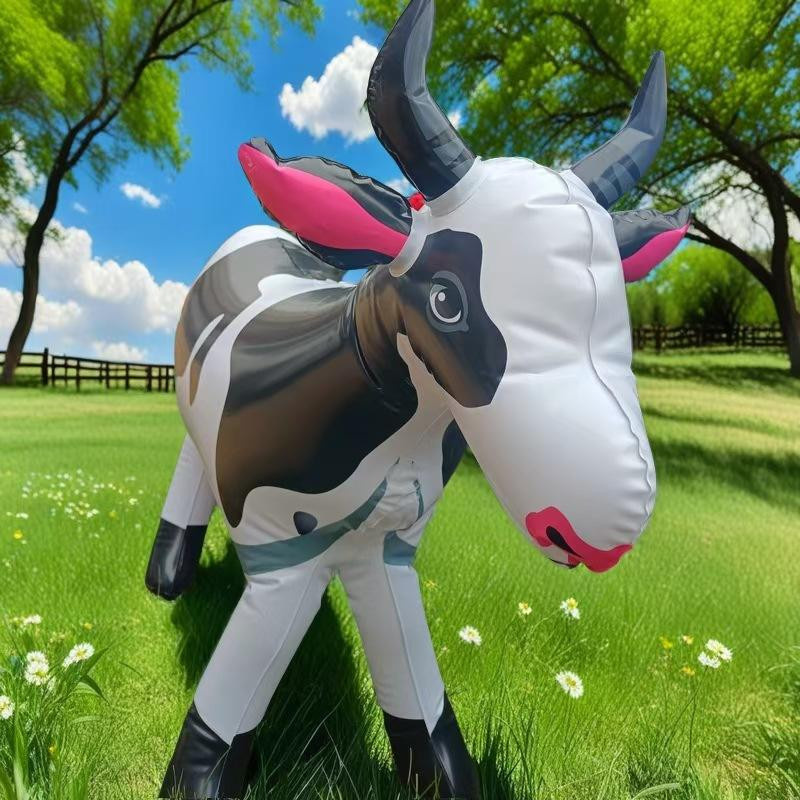 Aufblasbare Kuh-Tierfigur aus PVC von PandaDeals in Weiß für deine Bauernhof-Party, B/H/T: 90 x 60 x 1 cm - Bild 3
