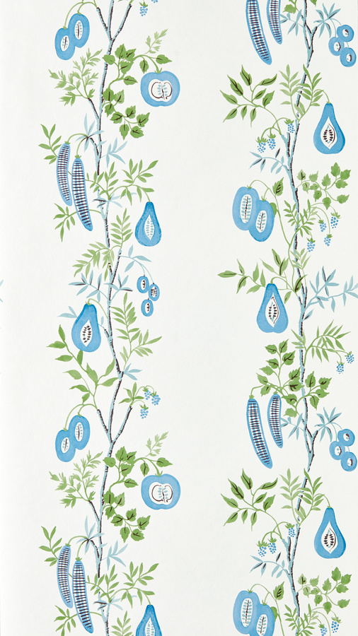 Scion Tapete On The Vine in Cornflower Blue und Kelly Green mit floralem Naturmotiv aus Vlies - Bild 1