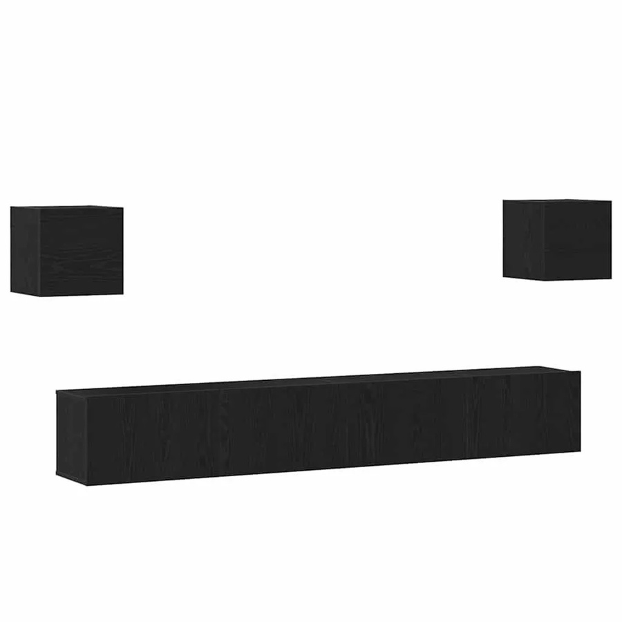 vidaXL TV-Schrankset modern in Eiche Schwarz, wandmontiert, B/T/H: 200 x 30 x 30 cm - Bild 2
