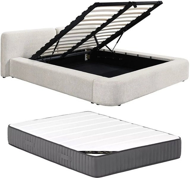 Vente-unique Bett Judalo mit Bettkasten in Beige, B/T/H: 160 x 200 x 90,5 cm - Bild 1