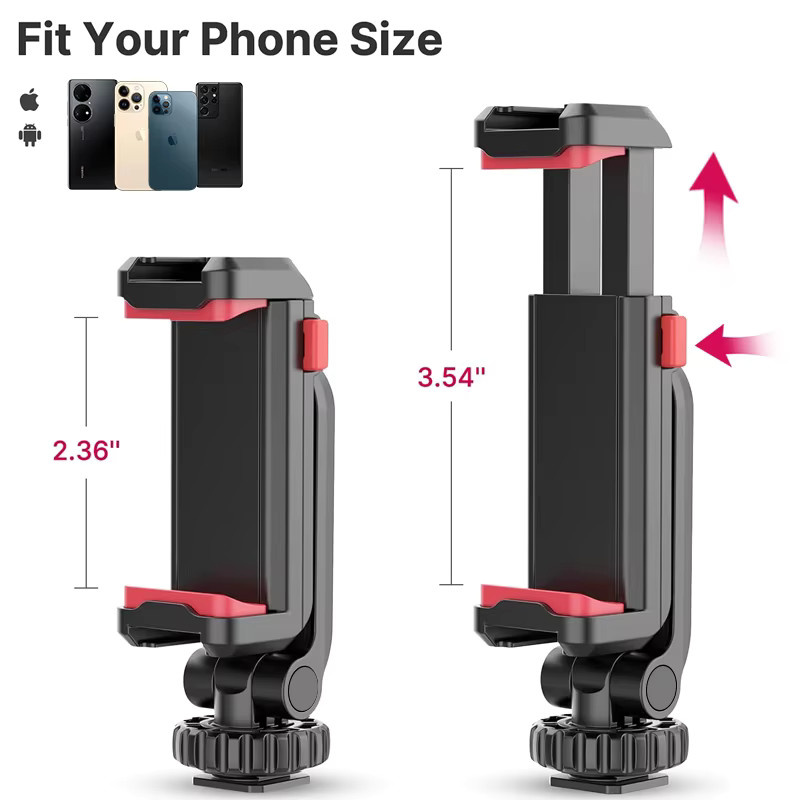 Ulanzi ST-06S Universal 360 Grad Handy Clip Halter mit 1/4 Zoll Schraube für Stativ Mount Adapter, Schwarz - Bild 2