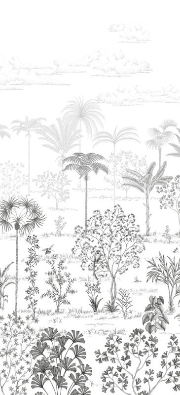 Isidore Leroy Tapete Sur la route de Samarcande Mural in Grau mit floralem und orientalischem Design - Bild 2