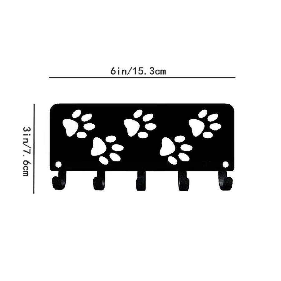 CIFBUY Metall-Wandkunst Schlüsselhalter und Hundeleinen-Organizer in Schwarz mit Tier-Design - Bild 2