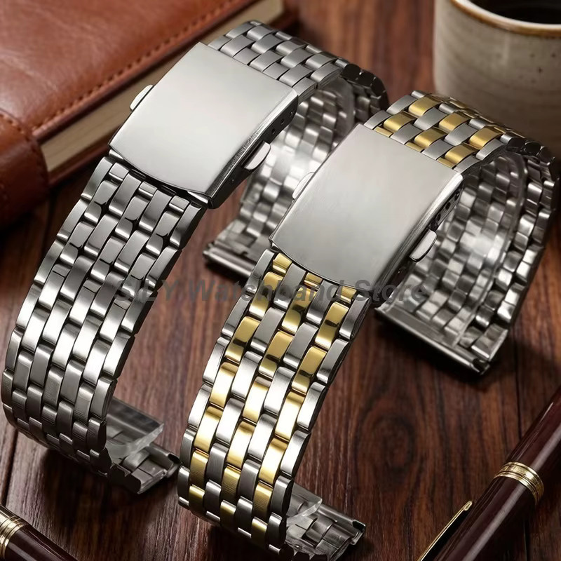 Uhrenarmband Edelstahl, Bicolor, Silber-Gold, Unisex, Faltschließe - Bild 2