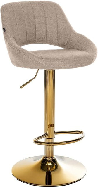 CLP Barhocker Milet höhenverstellbar mit Lehne, gepolsterter Barstuhl aus Stoff in Beige/Gold mit Metallgestell, drehbar - Bild 1