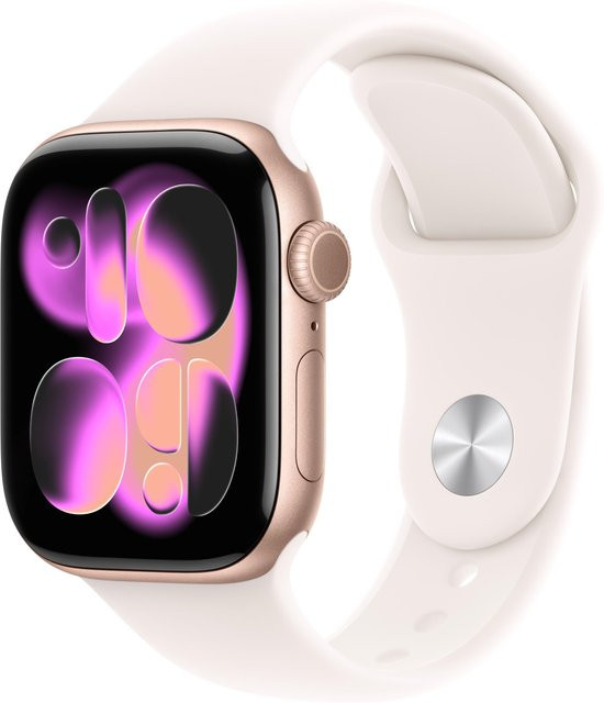 Apple Smartwatch Series 11, GPS, 42 mm, Roségold Aluminiumgehäuse, Blassrosa Sportband - Bild 1