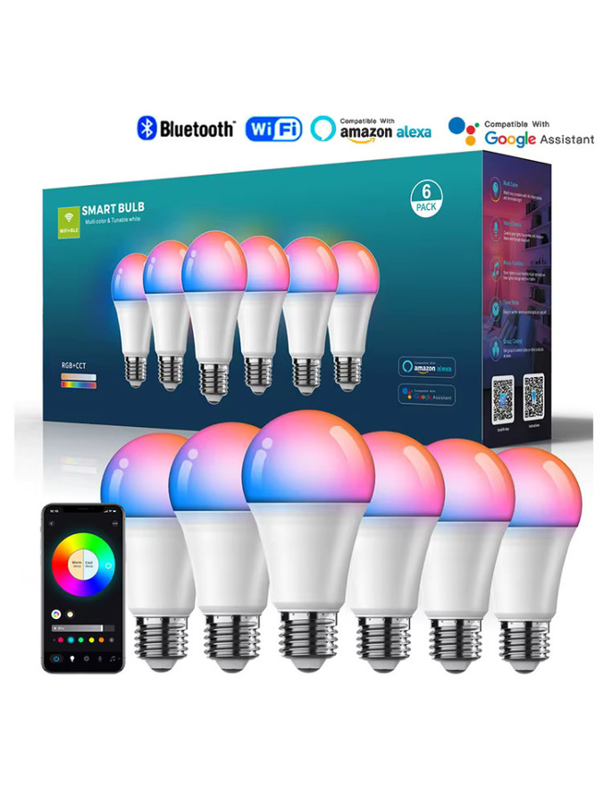 RGB Smart Home LED-Glühbirne E27 mit Musiksynchronisierung, WLAN und BLE 5.0, dimmbar und farbwechselnd - Bild 5