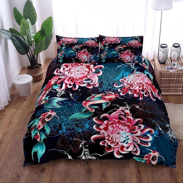 Binchi Bettwäsche-Set William Morris mit Pfauenmotiv und floralem Design, Mikrofaser, Mehrfarbig, B/H: 135 x 200 cm - Bild 1