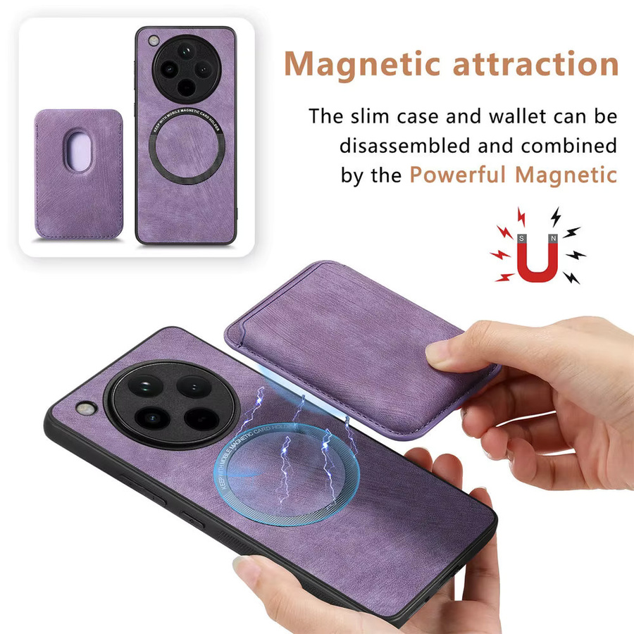 2-in-1 abnehmbare Leder-Kartenhülle für OPPO Find X9 Ultra 5G, Find X9 Pro, Find X9s und X8 Pro, Magnet Etui in Braun - Bild 1