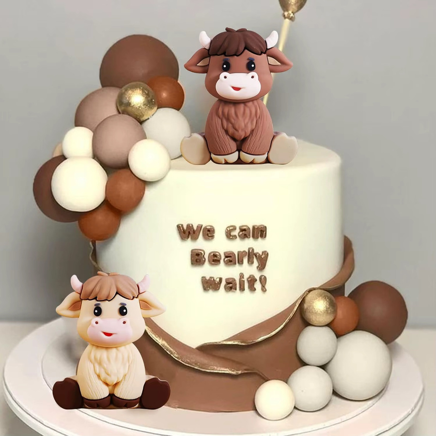 LaVenty Highland Cow Kuchen Topper in Multicolour für Geburtstag und Baby Shower - Bild 2