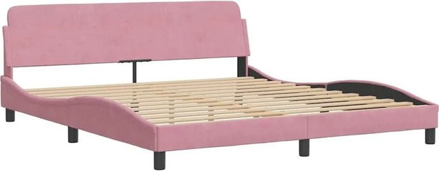 vidaXL Bettgestell mit Kopfteil in Rosa aus Samt, B/T/H: 180 x 200 x 74,5 cm - Bild 1