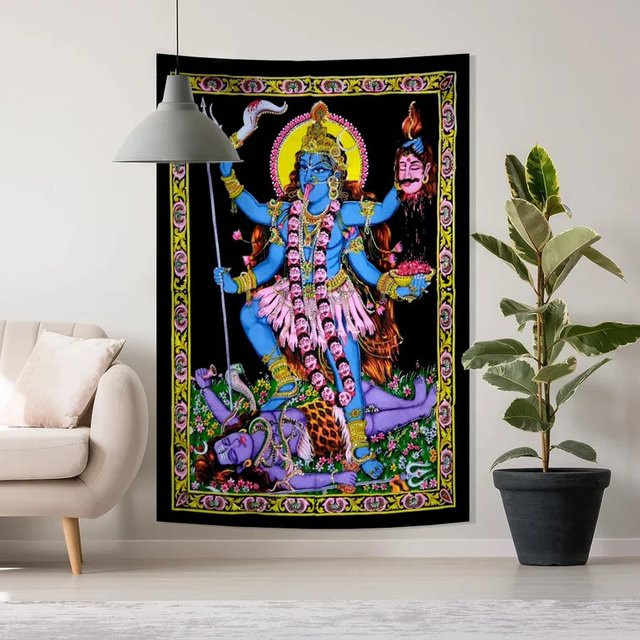 VIKAMA Wandteppich Göttin Cali Boho Wandbild Multicolour B: 60 cm, H: 40 cm - Bild 1