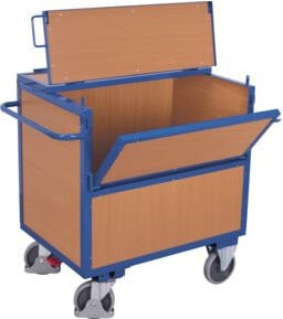 VARIOfit Holzkastenwagen mit Deckel und MDF-Platten in Blau, B/T: 117 x 77 cm - Bild 1
