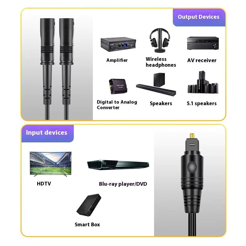Digital Fiber Optic Audio Splitter 1x2 Toslink mit 1 männlichem Eingang und 2 weiblichen Ausgängen für dein Heimkino, Schwarz - Bild 3