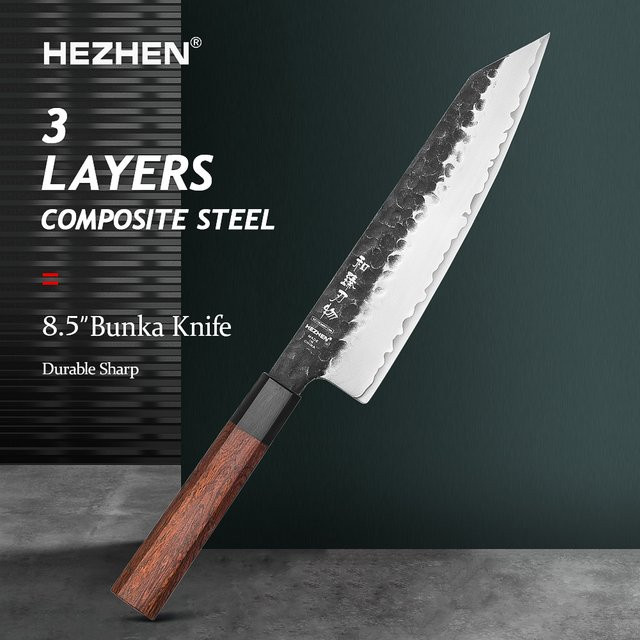 HEZHEN Kochmesser aus 10Cr15CoMov Verbund-Edelstahl mit Holzgriff, 8,3 Zoll - Bild 1