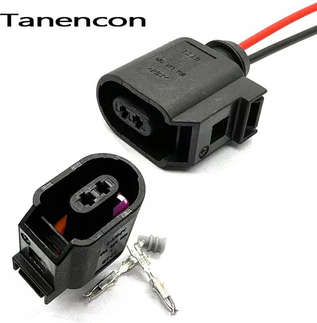 JYCLC 2 Pin ABS Geschwindigkeitssensor Stecker Set, Weiblicher Kabelbaum für Radnabe Lager, Farbe: Schwarz, Passend für Audi 8T 0973702 6E 0973702 - Bild 1