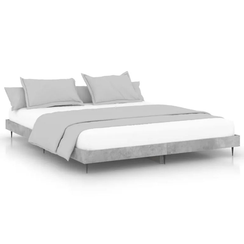 Vidaxl Bettrahmen Modern in Beton Grau aus Holzwerkstoff und Metall, B: 120 cm, L: 200 cm - Bild 3