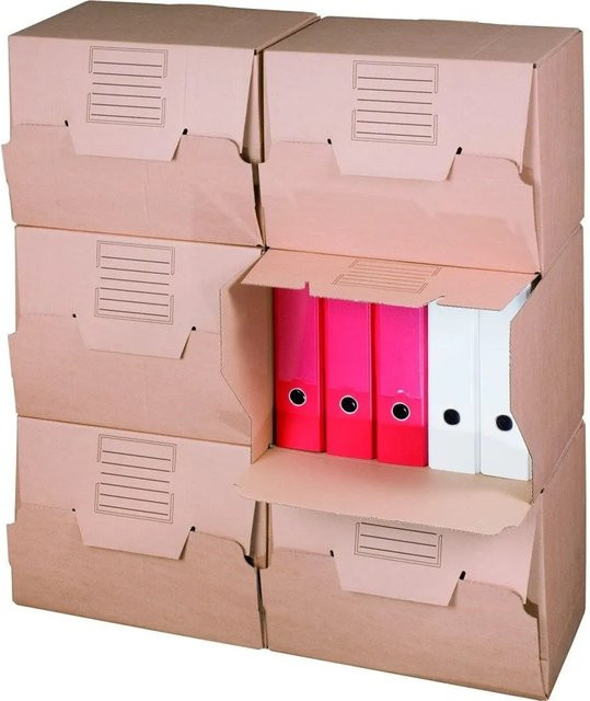 PROREGAL Archivbox aus Wellkarton mit Frontklappe und Beschriftungsfeld, Braun, B/T/H: 32,6 x 42,6 x 29,5 cm - Bild 1