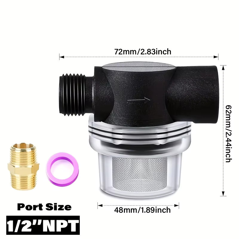 AGASHE Rotationsrohrfilter aus Edelstahl mit 60 Mesh für Wasserturm-Wasserpumpen und RV, 1/2 Zoll RO - Bild 2