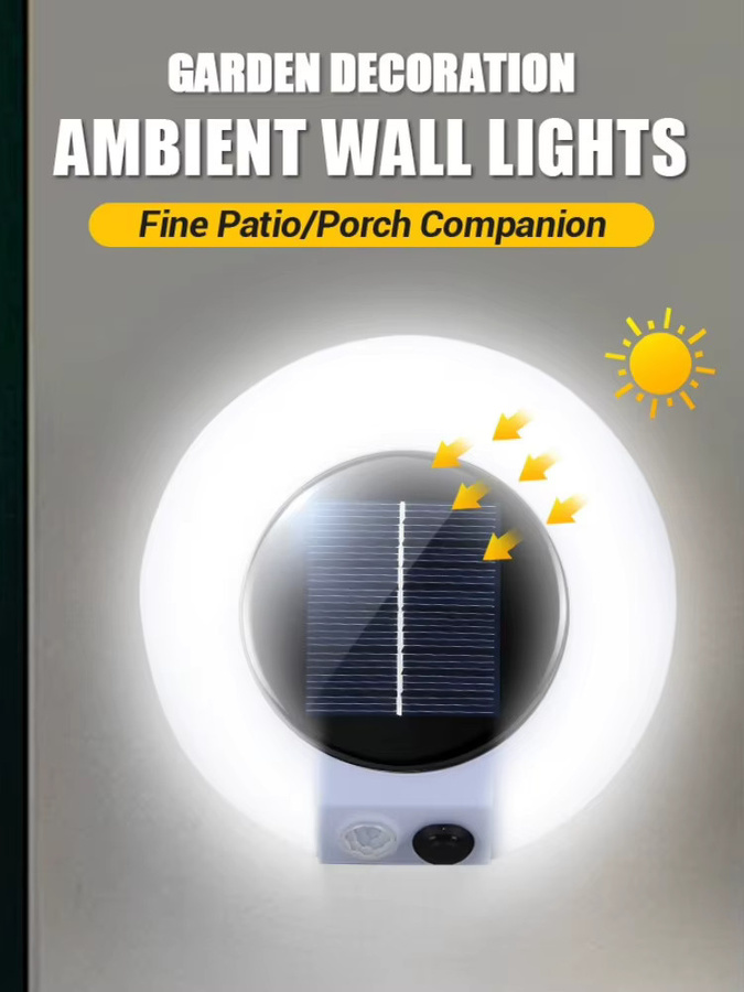ZHIYU Solar LED Wandlampe mit 20 LEDs und Bewegungssensor, wasserdicht, Weiß, für Garten und Hof - Bild 7