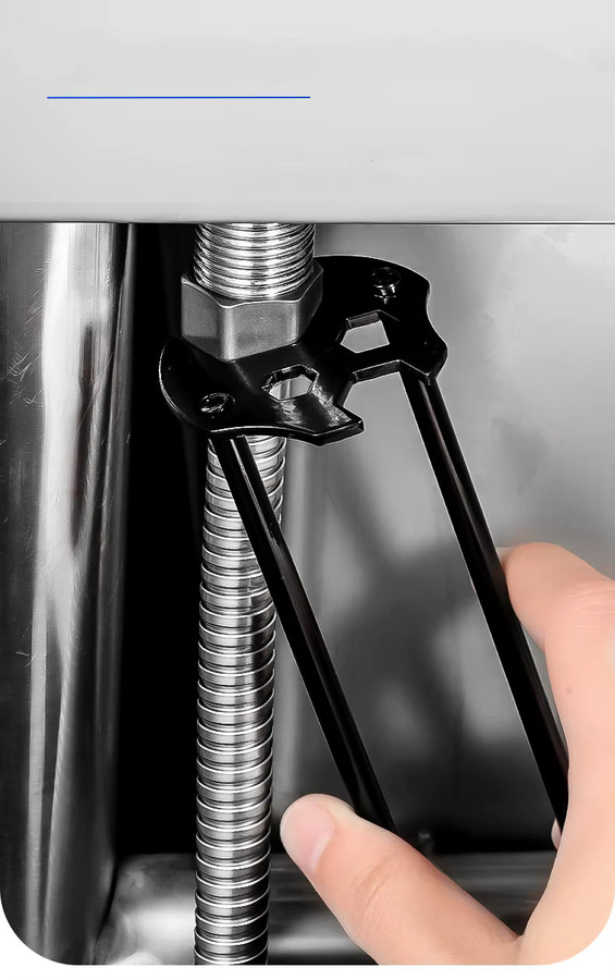 NIUXIANG Multifunktionaler Sanitär-Schlüssel aus Carbonstahl in Schwarz für Waschbecken- und Wasserhahn-Reparaturen in Bad und Küche - Bild 2